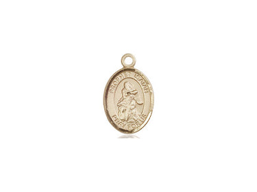 Small 14kt solid gold St. Isaiah medal pendant, 1/2 x 1/4 inch, handcrafted in USA by Bliss Manufacturing