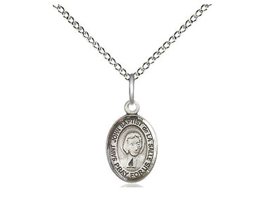 Small Sterling Silver St. John Baptist de La Salle Medal Necklace 1/2 x 1/4 inch 18 inch Chain by Bliss