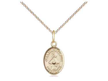 14kt Gold Filled Our Lady of San Juan Medal Necklace 1/2 x 1/4 inch with 18 inch chain by Bliss