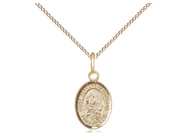 14kt Gold Filled St. Bernard of Montjoux Small Patron Saint Medal Necklace 1/2 x 1/4 inch on 18 inch Chain by Bliss