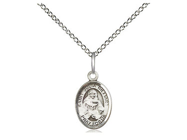 Small Sterling Silver St. Julia Billiart Medal Necklace 1/2 x 1/4 inch 18 inch Chain by Bliss
