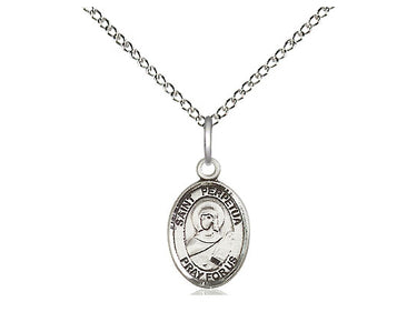 Small Sterling Silver St. Perpetua Patron Saint Medal Necklace 1/2x1/4 with 18 inch Chain by Bliss
