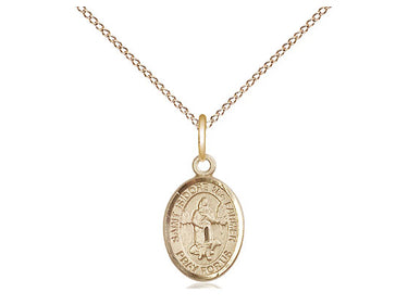 14kt Gold Filled St. Isidore the Farmer Small Patron Saint Medal Necklace 1/2 x 1/4 on 18 Inch Chain by Bliss