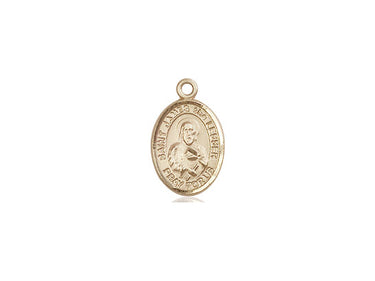 14kt solid gold St. James the Lesser patron saint medal pendant, small 1/2 inch by 1/4 inch, handcrafted by Bliss