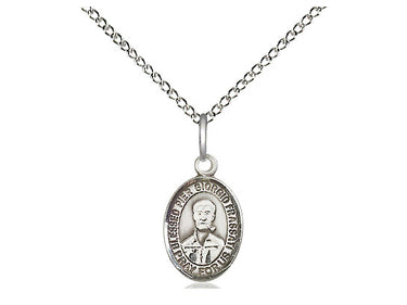 Small sterling silver Blessed Pier Giorgio Frassati medal necklace 1/2 x 1/4 inch with 18 inch chain by Bliss