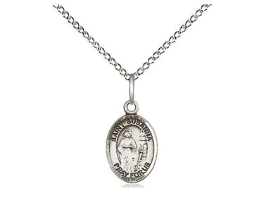 Sterling silver St. Susanna patron saint medal necklace 1/2 x 1/4 inch with 18 inch curb chain handcrafted by Bliss USA
