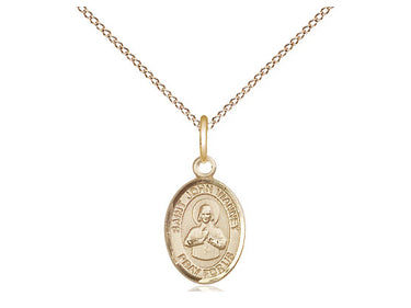 14kt Gold Filled Small St. John Vianney Patron Saint Medal Necklace 1/2 x 1/4 inch with 18 inch Chain by Bliss