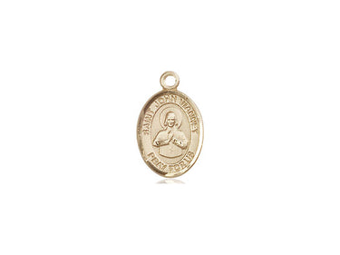 14kt solid gold St. John Vianney patron saint medal pendant, small 1/2 inch by 1/4 inch, handcrafted by Bliss