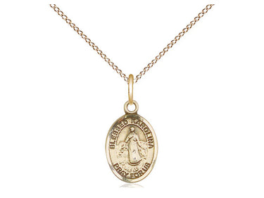 14kt Gold Filled Small Blessed Karolina Kozkowna Medal Necklace 1/2 x 1/4 with 18 inch Chain by Bliss