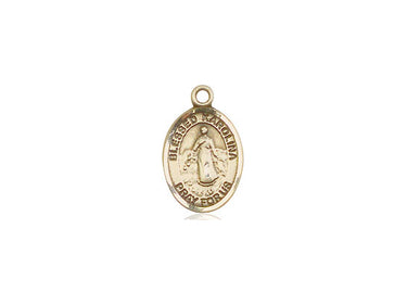 14kt solid gold small Blessed Karolina Kozkowna patron saint medal pendant 1/2 inch by Bliss