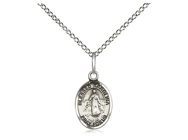 Sterling silver small Blessed Karolina Kozkowna patron saint medal necklace 18 inch chain by Bliss