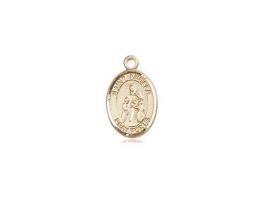 14kt Solid Gold Small St. Angela Merici Patron Saint Medal Pendant 1/2 x 1/4 inches by Bliss Manufacturing