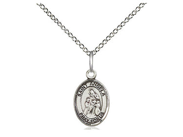 Small Sterling Silver St. Angela Merici Patron Saint Medal Necklace 1/2 x 1/4 with 18 Inch Chain by Bliss