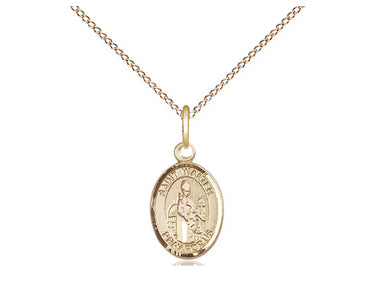 14kt Gold Filled St. Walter of Pontoise Patron Saint Medal Necklace Small 1/2 x 1/4 inch 18 inch chain Bliss USA