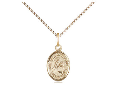 14kt gold filled Our Lady of Good Counsel medal necklace with small 1/2 inch pendant on 18 inch curb chain by Bliss