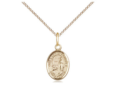 14kt gold filled Our Lady of Lourdes medal necklace 1/2 x 1/4 inches with 18 inch chain by Bliss