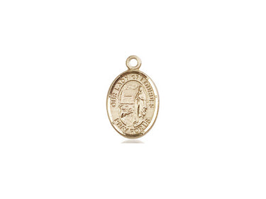 14kt solid gold Our Lady of Lourdes medal pendant 1/2 x 1/4 inches handcrafted by Bliss Manufacturing