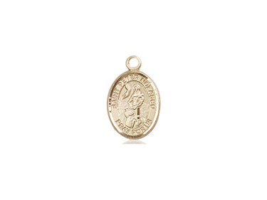 14kt solid gold St. Peter Nolasco patron saint medal pendant 1/2 x 1/4 inch handcrafted by Bliss