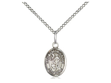 Small sterling silver St. Peter Nolasco medal necklace 1/2 x 1/4 inch with 18 inch chain by Bliss