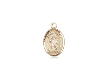 14kt Solid Gold Small St. Aedan of Ferns Patron Saint Medal Pendant 1/2 x 1/4 inches by Bliss Manufacturing