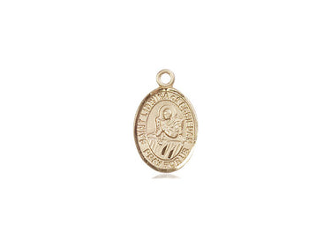 Small 14kt Solid Gold St. Lidwina of Schiedam Patron Saint Medal Pendant 1/2 x 1/4 inch by Bliss