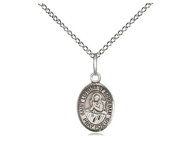 Sterling silver St. Lidwina of Schiedam patron saint medal necklace with 18 inch chain, small size 1/2 x 1/4 inch, handcrafted by Bliss