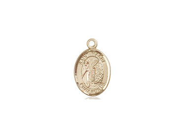Small 14kt solid gold St. Fiacre patron saint medal pendant, 1/2 x 1/4 inches, handcrafted by Bliss Manufacturing