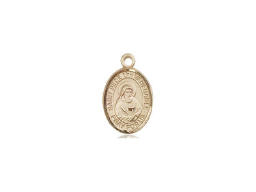 Small 14kt solid gold St. Bede the Venerable Catholic patron saint medal pendant, 1/2 inch by 1/4 inch, handcrafted by Bliss Manufacturing USA