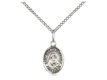 Sterling Silver St. Bede the Venerable Patron Saint Medal Necklace 1/2 x 1/4 with 18 Inch Chain Handcrafted by Bliss