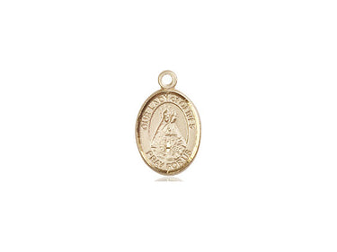 14kt solid gold Our Lady of Olives medal pendant 1/2 x 1/4 inch handcrafted by Bliss