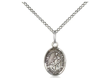 Sterling Silver St. Thomas of Villanova Small Medal Necklace 1/2 x 1/4 inches with 18 inch Chain by Bliss