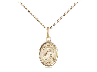 Gold Filled St. Pius X patron saint medal necklace, small 1/2 x 1/4 inch pendant, 18-inch curb chain, handmade by Bliss