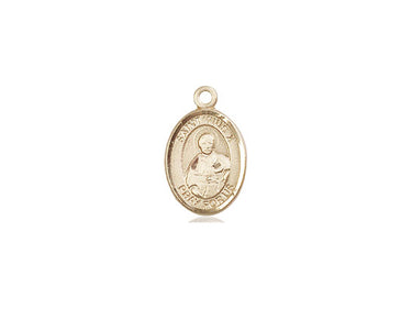 14kt solid gold St. Pius X patron saint medal pendant, small 1/2 x 1/4 inch, handcrafted by Bliss
