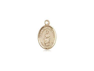 Small 14kt Solid Gold Our Lady of Victory Catholic Medal Pendant 1/2 x 1/4 inch Handmade by Bliss