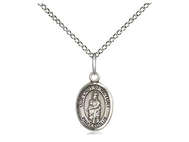 Sterling Silver Our Lady of Victory Medal Necklace 1/2 x 1/4 inch with 18 inch chain by Bliss