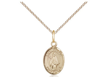 14kt Gold Filled St. Amelia Catholic Patron Saint Medal Necklace 1/2 x 1/4 inch 18 inch Chain Bliss USA