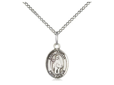 Sterling Silver St. Amelia Patron Saint Medal Necklace 1/2 x 1/4 inch on 18 inch chain by Bliss