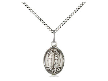 Sterling silver St. Zoe of Rome patron saint medal necklace 1/2 x 1/4 inch with 18 inch chain by Bliss