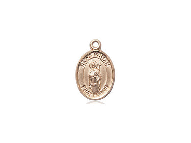 14kt solid gold St. Ronan patron saint medal pendant, small 1/2 x 1/4 inch, handcrafted by Bliss Manufacturing USA
