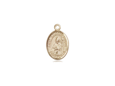 Small 14kt solid gold St. Malachy O'More patron saint medal pendant, 1/2 x 1/4 inch, handcrafted by Bliss Manufacturing USA