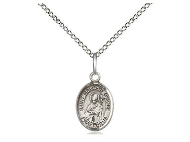 Sterling silver St. Malachy O'More patron saint medal necklace 1/2 x 1/4 inch with 18 inch curb chain handcrafted by Bliss USA