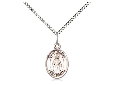 Sterling Silver St. Odilia patron saint medal necklace 1/2 x 1/4 inch with 18 inch chain by Bliss