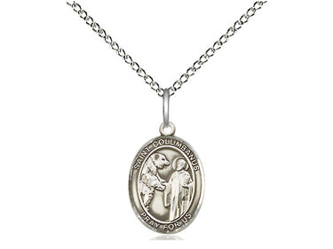 Sterling silver St. Columbanus medal necklace with 18 inch curb chain, handcrafted in USA by Bliss