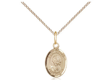 14kt Gold Filled St. Gianna Patron Saint Medal Necklace 1/2 x 1/4 inch on 18 inch curb chain by Bliss Manufacturing