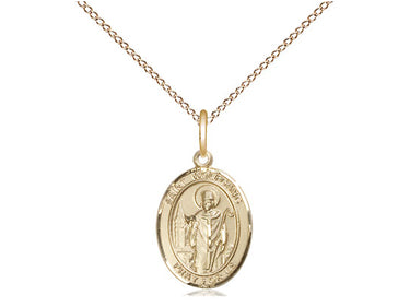 14kt Gold Filled St. Wolfgang Patron Saint Medal Necklace 1/2 x 1/4 inches with 18 inch chain by Bliss
