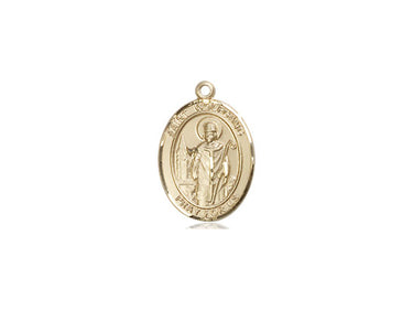 Small 14kt Solid Gold St. Wolfgang Patron Saint Medal Pendant 1/2 x 1/4 inch Bliss USA handcrafted