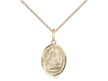 14kt Gold Filled St. Edburga of Winchester Small Patron Saint Medal Necklace 1/2 inch by Bliss Manufacturing