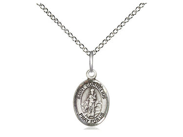 Sterling Silver St. Cornelius patron saint medal necklace with 18 inch chain by Bliss Manufacturing