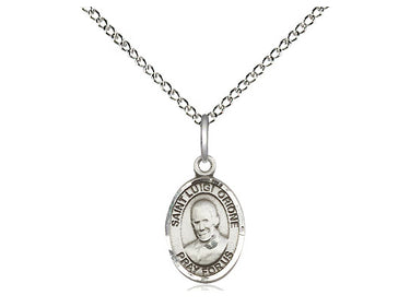 Sterling silver St. Luigi Orione patron saint medal necklace, 1/2 x 1/4 inch, 18 inch chain, handcrafted by Bliss