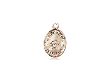 14kt solid gold St. Arnold Janssen patron saint medal pendant, 1/2 x 1/4 inch, handmade in USA by Bliss Manufacturing